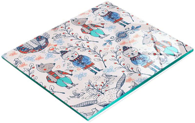Stijlvol en duurzaam glazen bord met grappige dierenprint, 60x52 cm