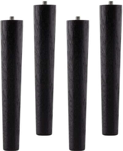 Set van 4 meubelpoten eiken zwart H 200 mm / conisch Ø 35/25 mm met stelschroef M8 van Sotech