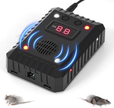 Ultrasone Martenafschrikker met Flits en Sensor, Oplaadbare Dierenbestrijding voor Garage, Zolder en Tuin, Ideaal voor Buitengebruik