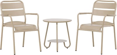 Nest outdoor Caro Bistroset Beige - 3 Delig - Aluminium Frame - Balkonset 2 Stoelen en Tafel - Weerbestendig voor Tuin, Balkon of Terras