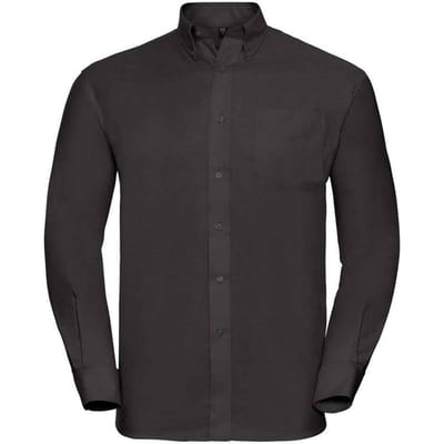 Russell Collection Heren Oxford Easy-Care Formeel Overhemd Met Lange Mouwen (Zwart)