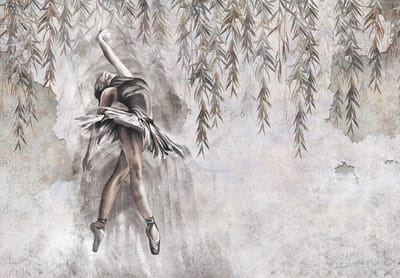 Fotobehang - Dansende Ballerina - Abstract - Planten - Muur - Vliesbehang - 254x184cm (lxb)