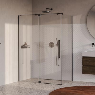 Brauer Stellar - Douchecabine met Draaideur - Helder Glas - 140x80x200 cm - Omkeerbaar - incl. Glascoating - PVD Gunmetal Geborsteld