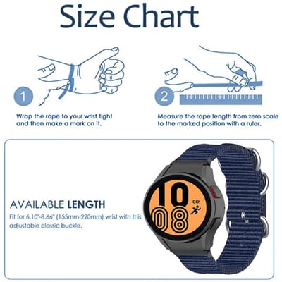 Smartwatch Bandjes Strap Canvas Smartwatch Vervangingsband voor Watch 4 40mm 44mm voor Watch 4 Classic 46mm 42mm Donker gray