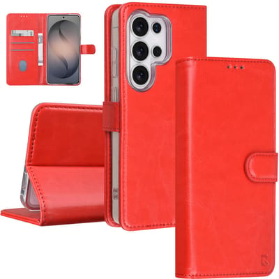 TUNIQ telefoonhoesje voor Samsung Galaxy S26 Ultra - met kaarthouder voor 3 kaarten - Rood