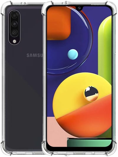 Smartphonica Telefoonhoesje Geschikt voor Samsung Galaxy A50s transparant shockproof TPU siliconen hoesje met stootrand geschikt voor Samsung Galaxy A50s