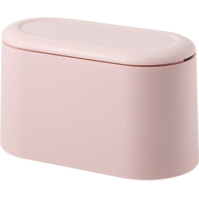 Mini Prullenbak met Deksel Kleine Bureau Aanrecht Afvalbak Pop-up Tiny Afvalbakje voor Badkamer roze