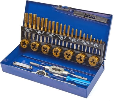 HBM 32-delige HSS TIN tap- en snijset M3-12 metrisch met opbergkoffer