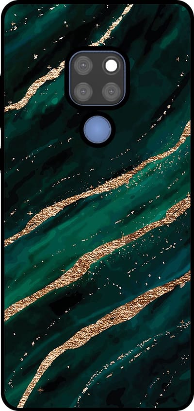 Smartphonica Telefoonhoesje Geschikt voor Huawei Mate 20 met marmer opdruk - TPU backcover case marble design - Groen Goud geschikt voor Huawei Mate 20