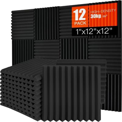 Dailygoods- Akoestisch Schuim 12 Stuks - Geluidsabsorberende Panelen - Geluidsisolatie - Schuimplaat Hoge Dichtheid - 30 x 30 x 2,5 cm - Professionele Behandeling