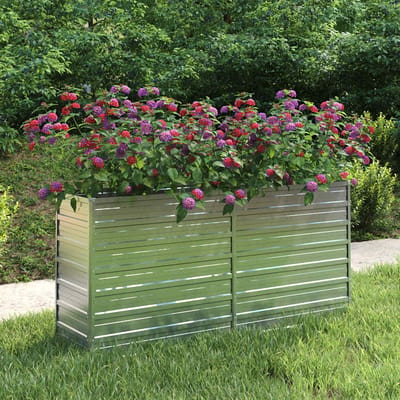 vidaXL - Plantenbak - verhoogd - 160x40x77 - cm - gegalvaniseerd - staal - zilver