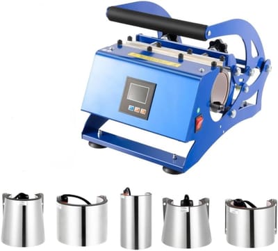 Warmtepers Machine - Mokken Pers - Bekers Bedrukken - 6-in-1 Systeem - 500W 0-200C - Blauw Zwart