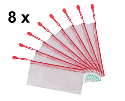 8 x Opbergtas Tarifold met rits - 25 x 11,5 cm - PVC rood