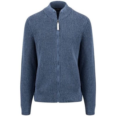 Fynch-Hatton Vest Cardigan Zip Merino Cashmere Plated Structure Cloud Blue / male