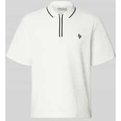 regular fit poloshirt met ritssluiting en labelstitching