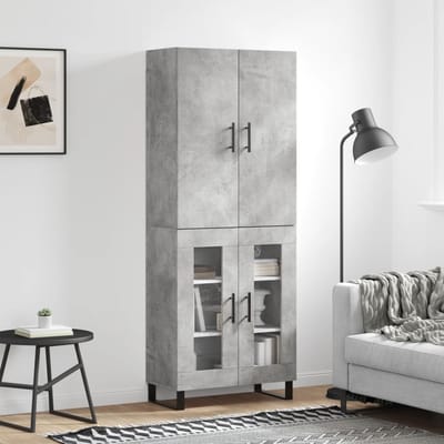 vidaXL - Hoge - kast - 69,5x34x180 - cm - bewerkt - hout - betongrijs