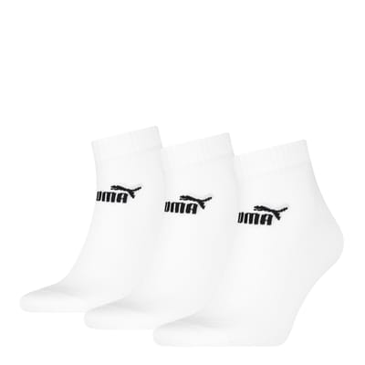 Puma Kwart enkelsokken voor volwassenen (pak van 3) (Wit)