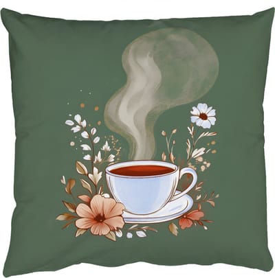Sierkussens - Kussentjes Woonkamer - 50x50 cm - Kop - Bloemen - Groen - Koffie