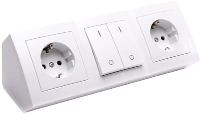 Hoekstopcontact met 2-voudig Schuko-stopcontact en 2 schakelaars voor opbouwmontage