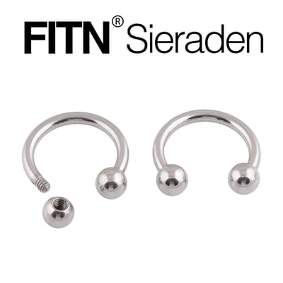 FITN-TCBTB-Titanium Barbell Neus Piercing-Zilver Kleurige-1.2*6*3/3mm-Circular Barbell Neuspiercing met Twee Screw Balletjes