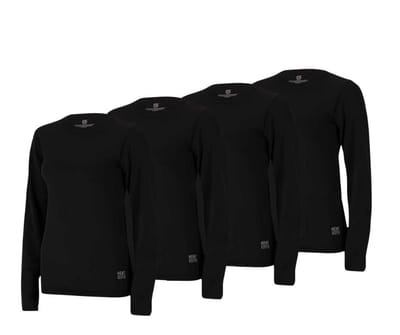 Morethansocks - Thermoshirt dames - Maat S t/m XXL - 4-Pack - Naadloos - Zwart - Thermokleding dames - thermoklding - thermo shirt dames