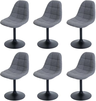 Set van 6 eetkamerstoelen MCW-A60, keukenstoel draaistoel, staal MVG stof/textiel bouclé (450g/m²) ~ donkergrijs