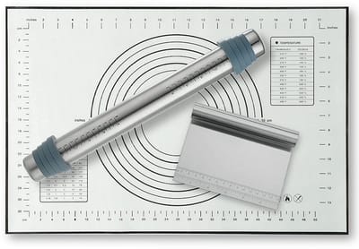 Dailygoods- Deegroller Verstelbaar - Deegschraper - Siliconen Bakmat - Roestvrij Staal - Kookgereedschap - 42x4,5cm