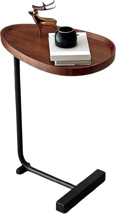 C-vormige Bijzettafel voor de Woonkamer met Metalen Frame