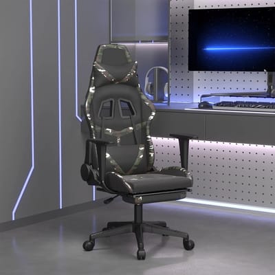 vidaXL - Massage - gamestoel - met - voetensteun - kunstleer - zwart - en - camouflage