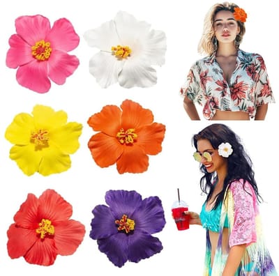 Dailygoods- Haarspelden Set van 6 - Hawaïaanse Bloemen - Plumeria/Hibiscus - Kunstbloem Clips - Zomer Haaraccessoires - Hoogwaardig Design