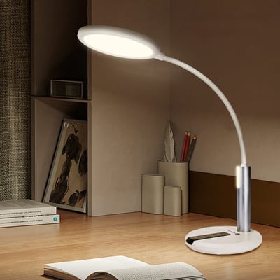 Aigostar 10Z1K - Bureaulamp LED Dimbaar - 3 Kleuren licht - met Nachtlampje - Leeslamp - Tafellamp – Ledlamp - Wit