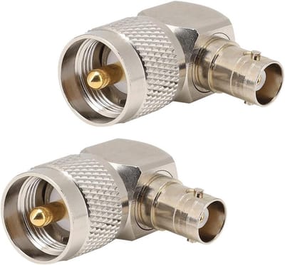 2 Stuks 90 Graden Connector Converter Plug, UHF Male PL 259 naar BNC Female Adapter voor Coaxkabels en Signaaloverdracht
