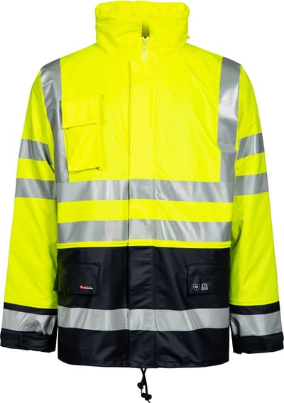 Lyngsøe Rainwear Winter regenjas fluor geel/marine L