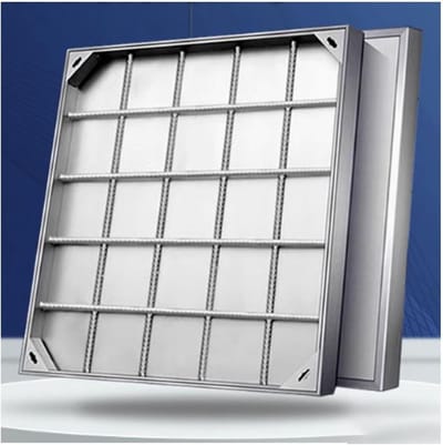 Verzonken Putdeksel - Naadloze Afdekking - Opritten Onderhouden - Roestvrij Staal Constructie - 50 x 50 x 8 cm - Zilver