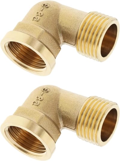 Dailygoods - Schroefdraad Elleboog - Messing Fitting - Goud - 2 Stuks - 90 Graden - Adapter voor Waterleidingen - 1/2 Inch