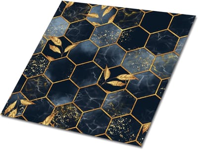 Tulup PVC Tegels - Bladeren en Zeshoeken Vinyl Tegels - 30 cm x 30 cm - Veelkleurig Zelfklevende Vinyl Tegels - 9 stuks - Vinyl Tegels Zelfklevend - Geometrisch Plaktegels - Vinyl Wandtegels - Plaktegels keuken en Badkamer