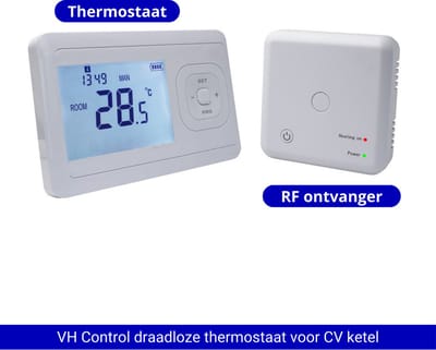 VH Echo thermostaat- Draadloze bediening voor CV Ketel - RF ontvanger - geschikt voor aan/uit schakelen - Programmeerbaar