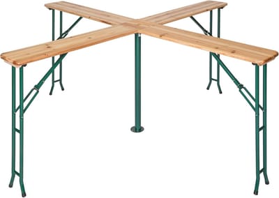 Bartafel Set - Biertafel Partytafel - Buitenfeesten Evenementen - Inclusief parasolhouder - 241 x 241 x 103 cm - Bruin