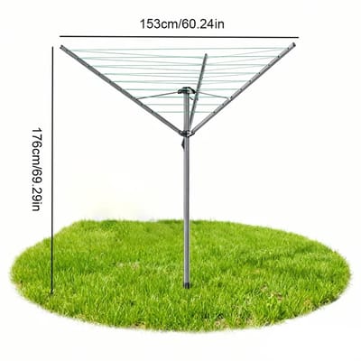 Innovastore Droogmolen- Waslijn - Droogrek - Wasmolen - 176x153cm - Wasknijpers - Beschermhoes - Grondfitting - 30cm - Zilver