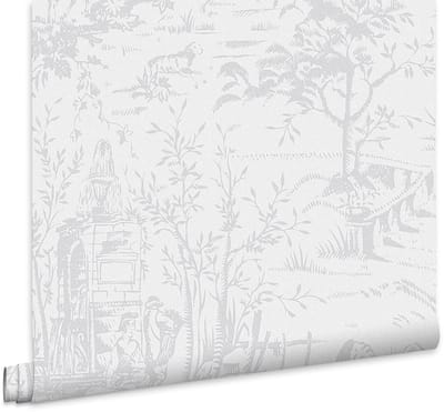 Laura Ashley Toile de Jouy Behang - Dieren - 10mx52cm - Grijs