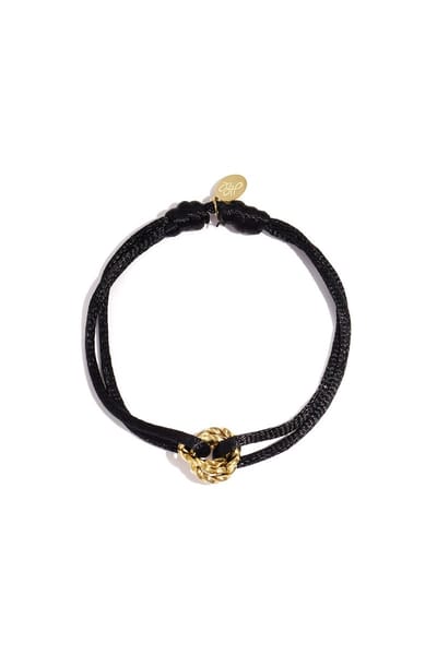 Armband met zonnige dagknoop - Zwart - Verkleurt niet - Cadeau - Goudlief.nl