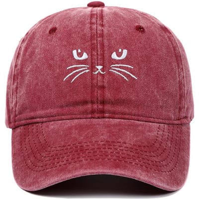 Nouvelle Casquette de Baseball en Coton Lavé Broderie Chat Mignon Casquette à Visière Décontractée Réglable pour Homme Casquette Snapback Extérieure pour Femme Protection Solaire