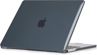 Lunso Geschikt voor MacBook Air 13 inch (2022-2026) cover hoes - case - Glanzend Zwart