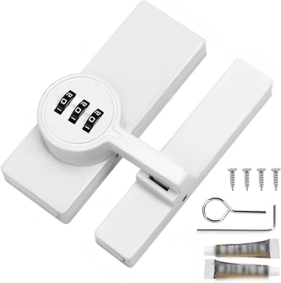 Veiligheids Hangslot met Cijfercombinatie, Duurzaam Tuindeurslot voor Slaapkamer, Kast en Garagedeur - 3 Cijfer Combinatie, Wit