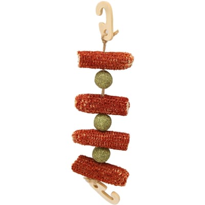 Jouets à mâcher suspendus pour lapin avec 2 crochets Jouets à mâcher pour lapin pour le broyage des dents avec boule d'herbe pour brown
