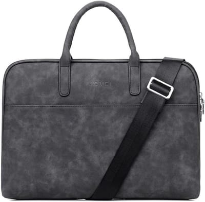 KZQ Zakelijke Laptop Brieftas Voor Heren En Dames Van Pu Leer - Waterdichte Computer Tas Geschikt Voor 13 Tot 14Inch Laptop - Zwart