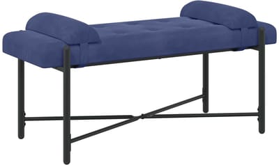 vidaXL - Knopgestoffeerde - Bank - met - Kussens - Politieblauw - 110 - x - 40 - x - 46 - cm