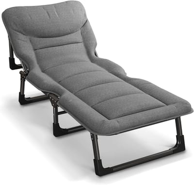 Opvouwbaar Slaapbed - Campingbed Volwassenen - Buiten Ontspannen - 4 Standen Verstelbaar - 175x60cm - Grijs