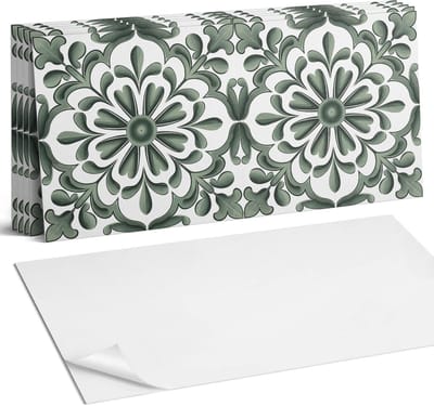Coloray Plaktegels - Plantenmotief in een cirkel Wandtegel Zelfklevend - 60 cm x 30 cm - Groente Plaktegels - 6 stuks - Rechthoek PVC Tegels - Plaktegels Keuken - Zelfklevende Vloertegels Badkamer - Vinyl Tegels - Zelfklevende Wandtegels