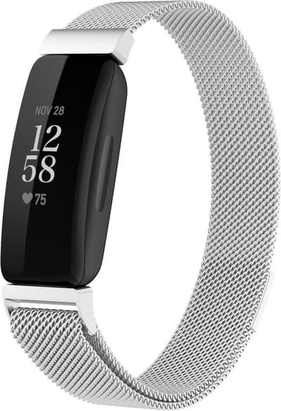 By Qubix - Compatible Fitbit bandje - Geschikt voor Fitbit Inspire 2 & Ace 3 Milanese bandje - Maat: Large - Zilver Smartwatchbandje bandje Armband Polsband Strap Band Watchband